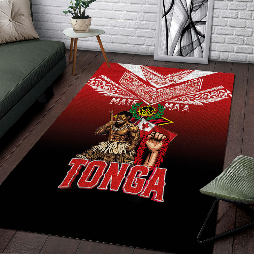 Mate Ma'a Tonga Area Rug Traditional Warrior and Ngatu Art Pattern