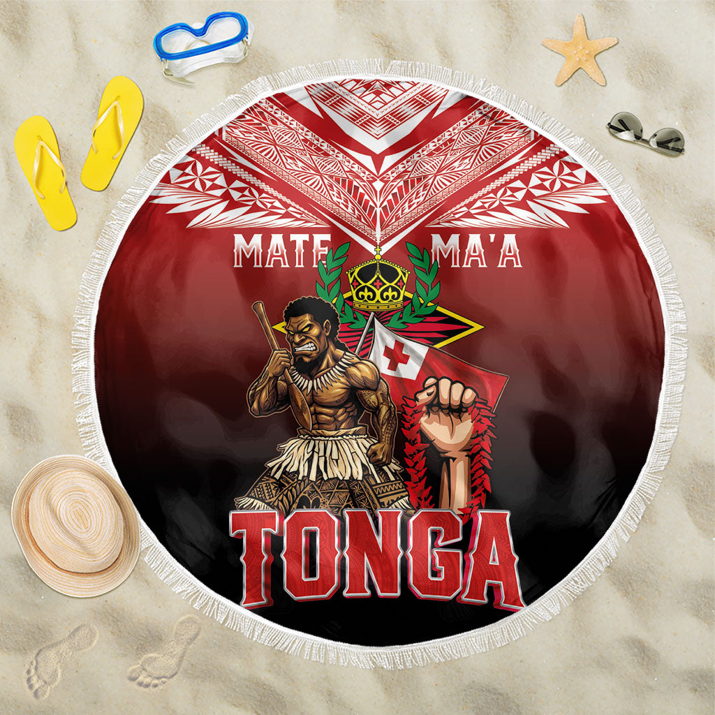 Mate Ma'a Tonga Beach Blanket Traditional Warrior and Ngatu Art Pattern