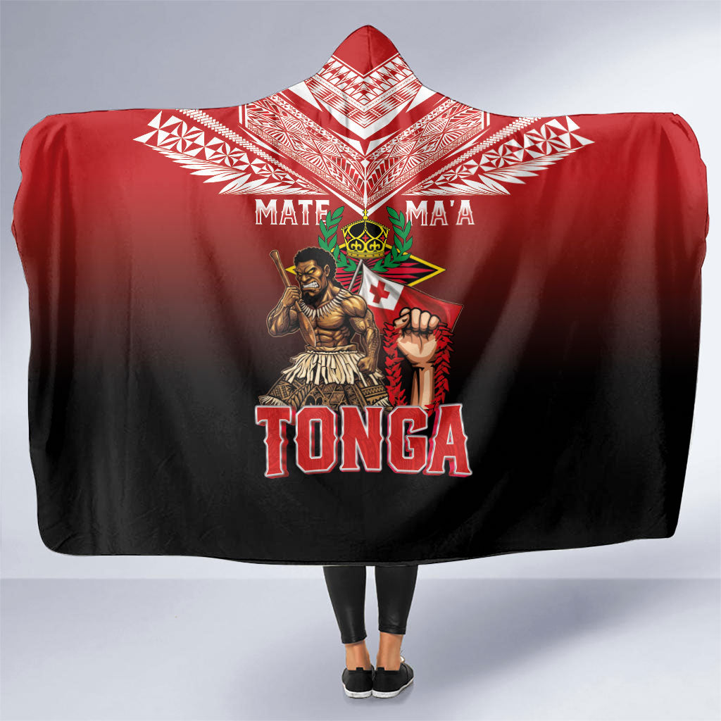 Mate Ma'a Tonga Hooded Blanket Traditional Warrior and Ngatu Art Pattern LT03 One Size Red - Polynesian Pride