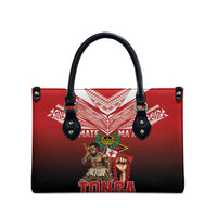 Mate Ma'a Tonga Leather Bag Traditional Warrior and Ngatu Art Pattern LT03 - Polynesian Pride