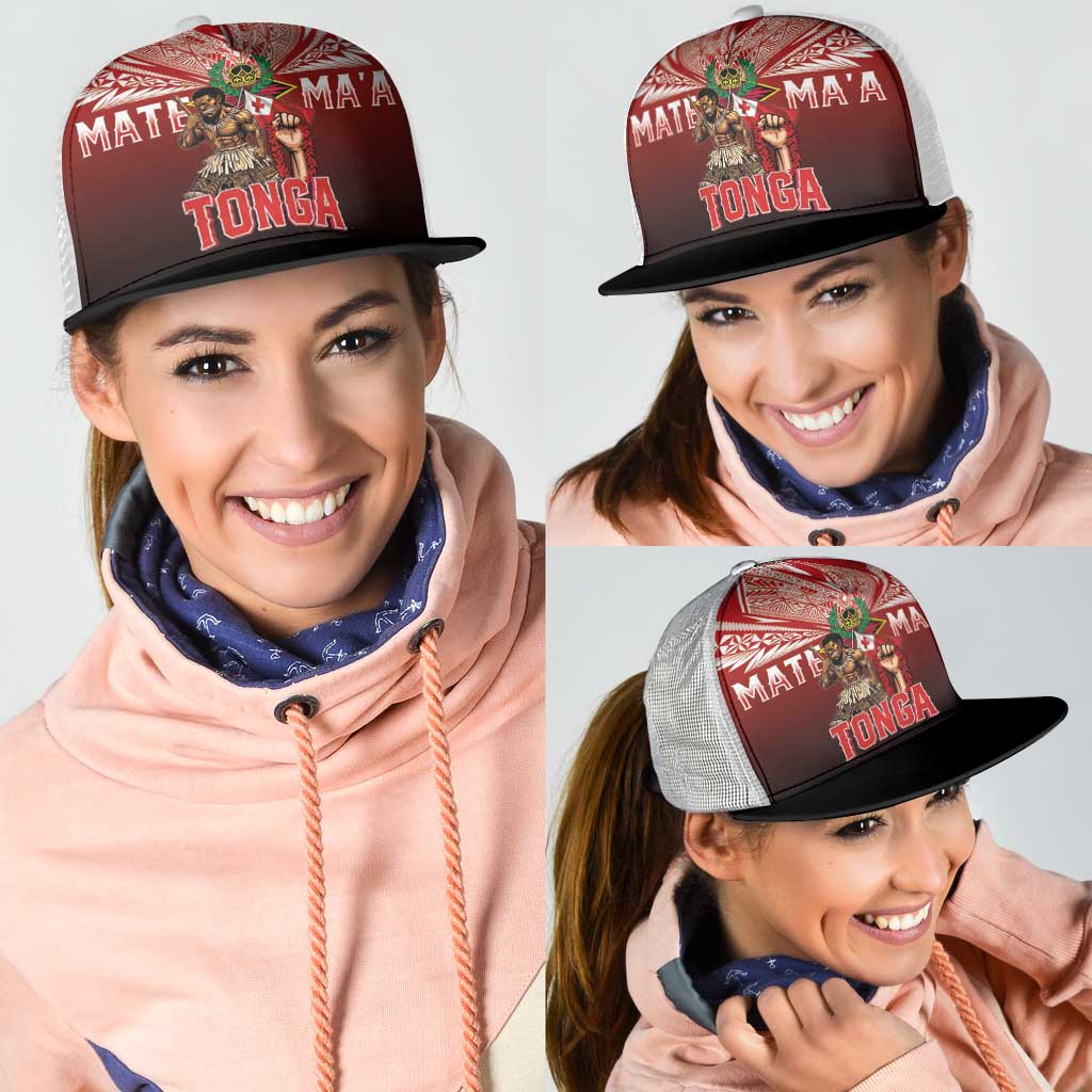 Mate Ma'a Tonga Mesh Trucker Cap Traditional Warrior and Ngatu Art Pattern LT03 - Polynesian Pride