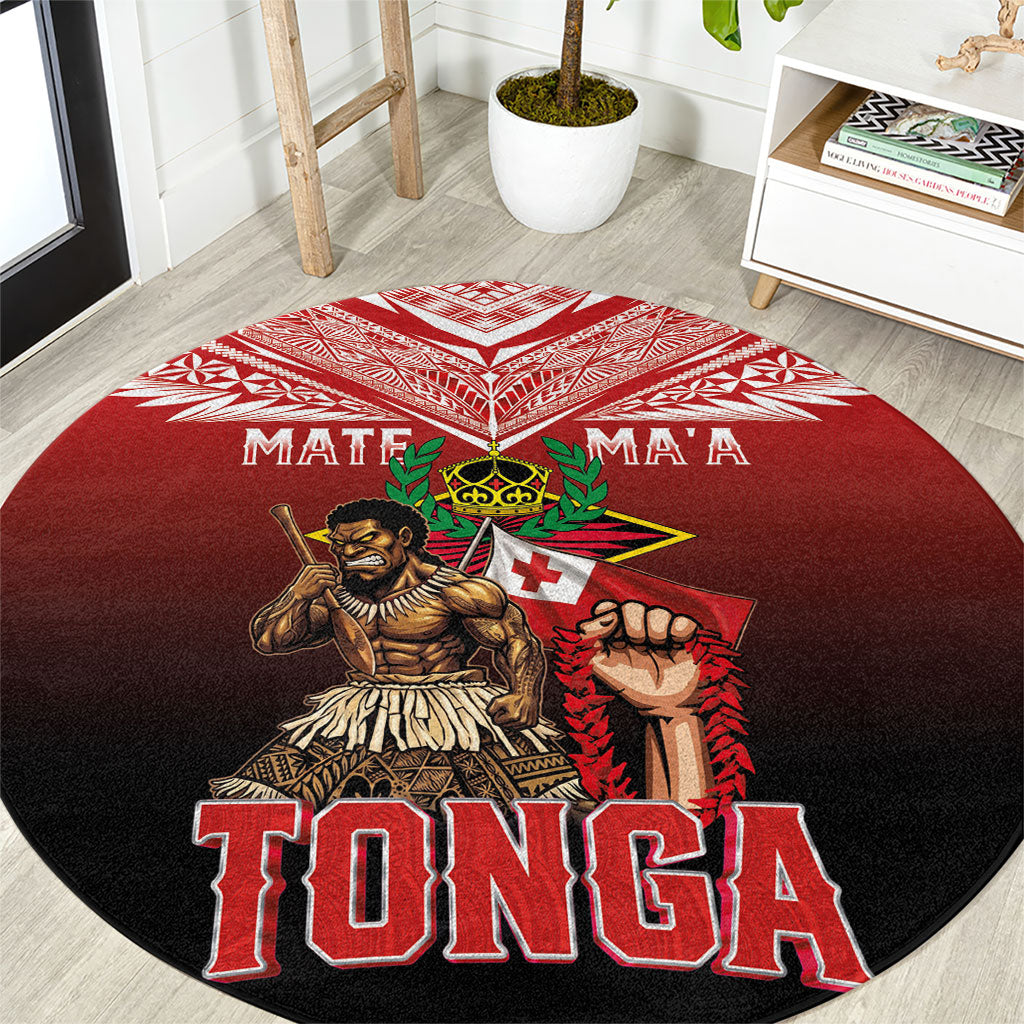 Mate Ma'a Tonga Round Carpet Traditional Warrior and Ngatu Art Pattern
