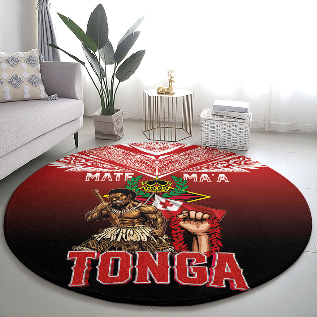 Mate Ma'a Tonga Round Carpet Traditional Warrior and Ngatu Art Pattern LT03 - Polynesian Pride