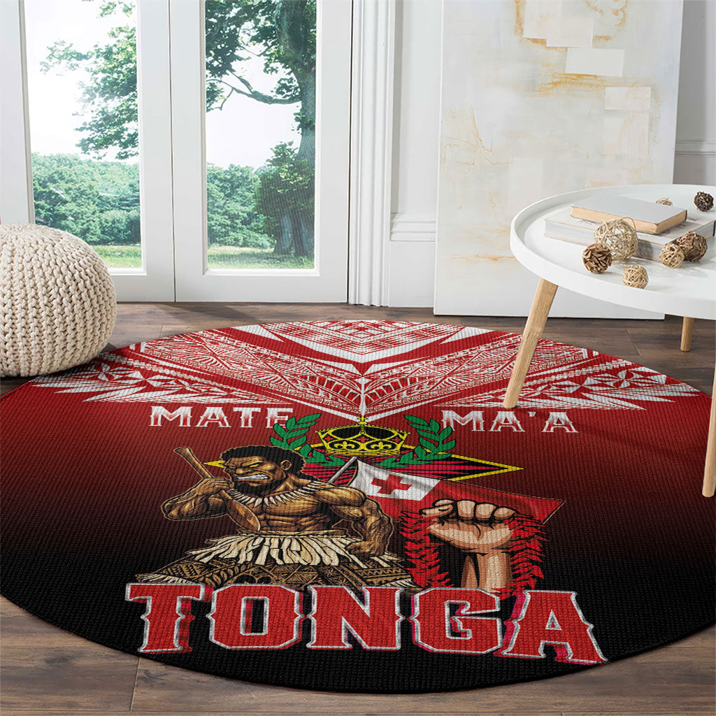 Mate Ma'a Tonga Round Carpet Traditional Warrior and Ngatu Art Pattern LT03 - Polynesian Pride