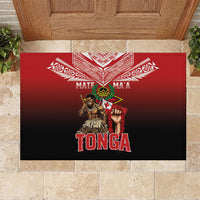 Mate Ma'a Tonga Rubber Doormat Traditional Warrior and Ngatu Art Pattern LT03 Red - Polynesian Pride