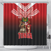 Mate Ma'a Tonga Shower Curtain Traditional Warrior and Ngatu Art Pattern LT03 - Polynesian Pride