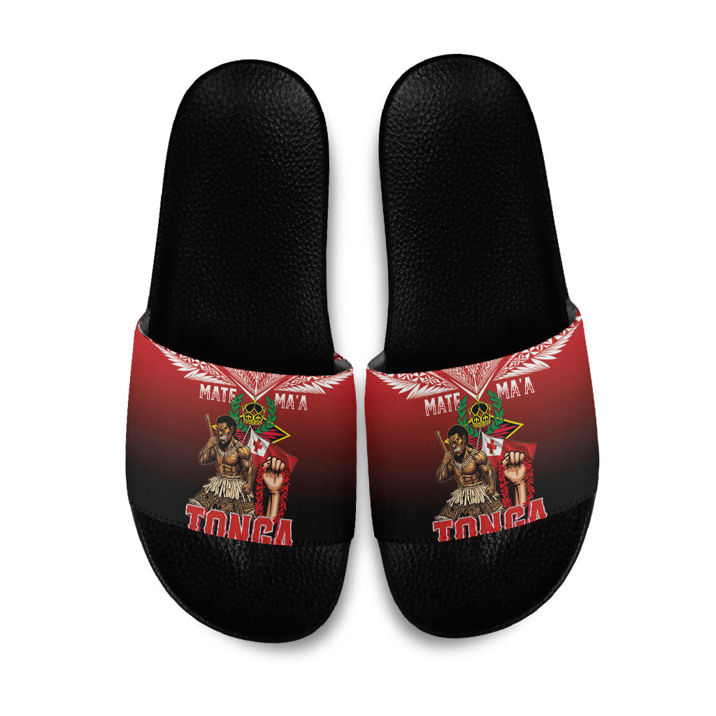 Mate Ma'a Tonga Slide Sandals Traditional Warrior and Ngatu Art Pattern