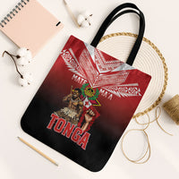 Mate Ma'a Tonga Tote Bag Traditional Warrior and Ngatu Art Pattern LT03 Black Strap One Size Red - Polynesian Pride