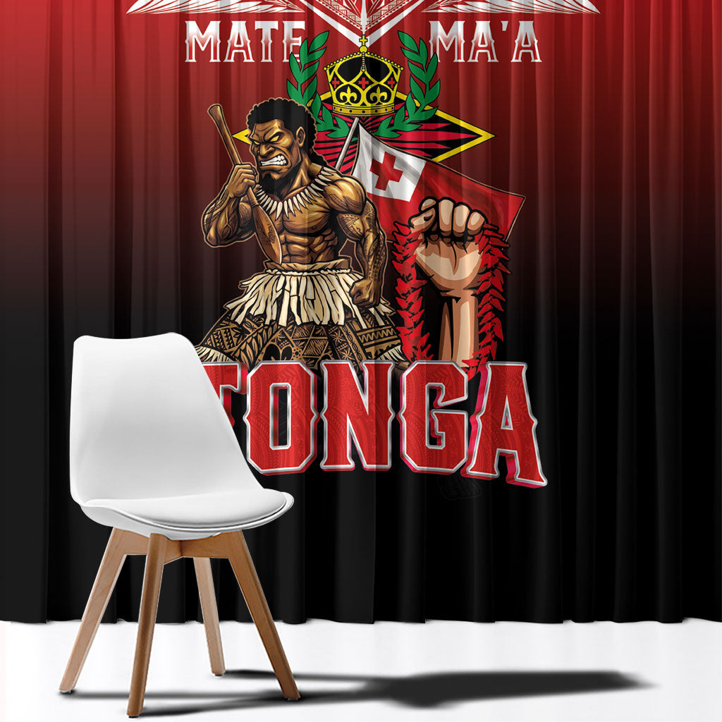 Mate Ma'a Tonga Window Curtain Traditional Warrior and Ngatu Art Pattern LT03 - Polynesian Pride