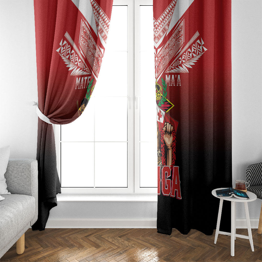 Mate Ma'a Tonga Window Curtain Traditional Warrior and Ngatu Art Pattern LT03 - Polynesian Pride