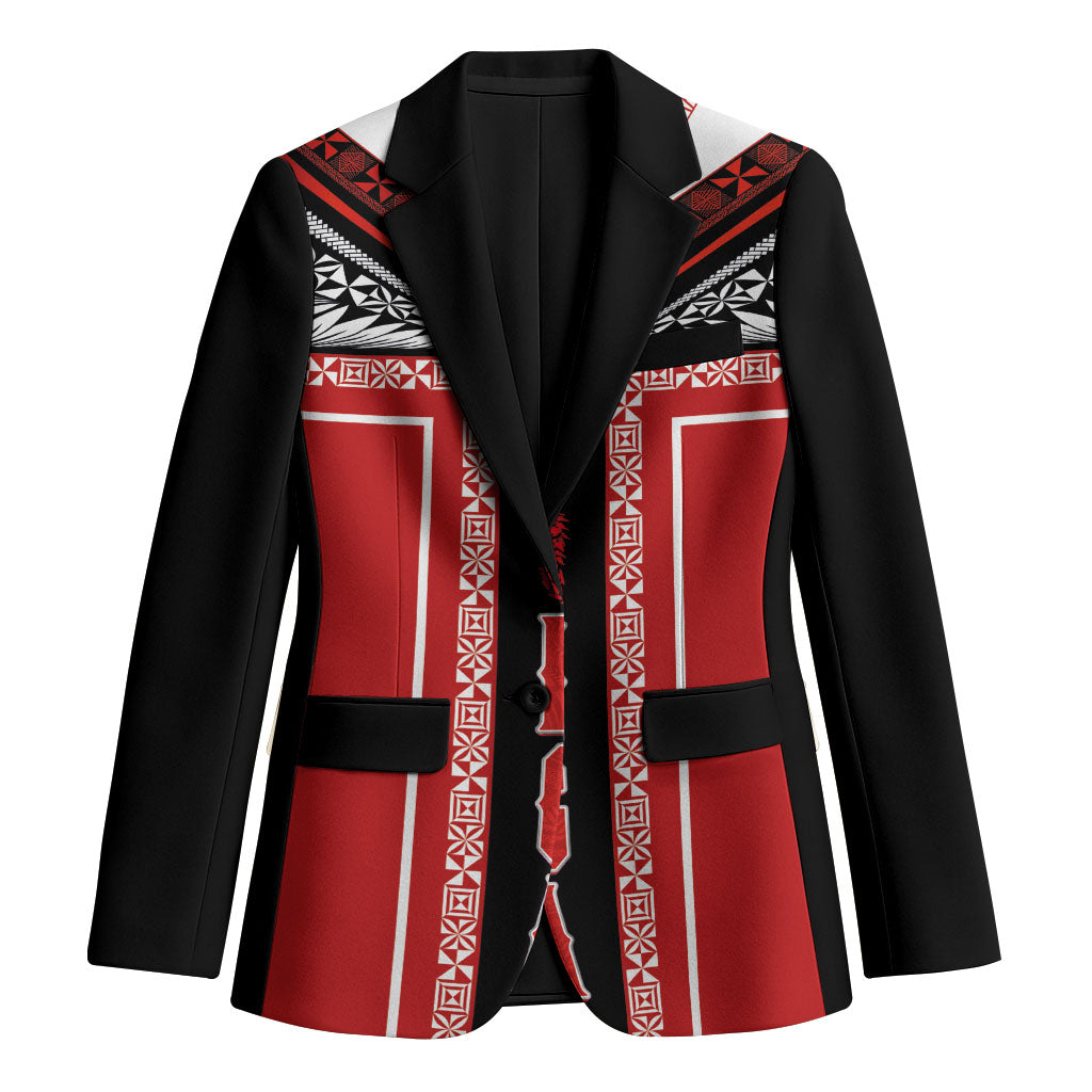 Tonga Blazer Tribal Pacific Ngatu Motif LT03 Unisex Red - Polynesian Pride