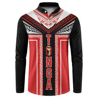 Tonga Button Sweatshirt Tribal Pacific Ngatu Motif LT03 Red - Polynesian Pride