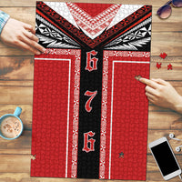 Tonga Puzzle Tribal Pacific Ngatu Motif LT03 Red - Polynesian Pride