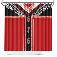 Tonga Shower Curtain Tribal Pacific Ngatu Motif LT03 Red - Polynesian Pride