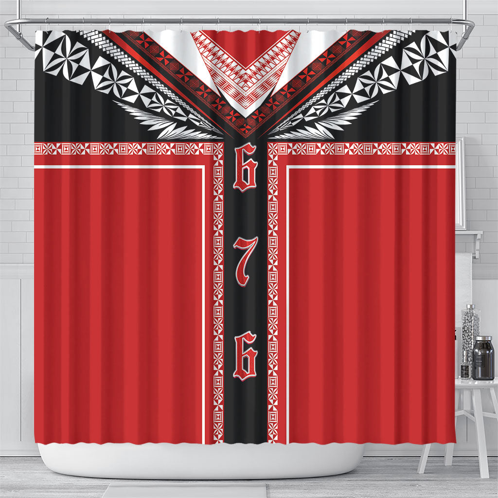 Tonga Shower Curtain Tribal Pacific Ngatu Motif LT03 - Polynesian Pride