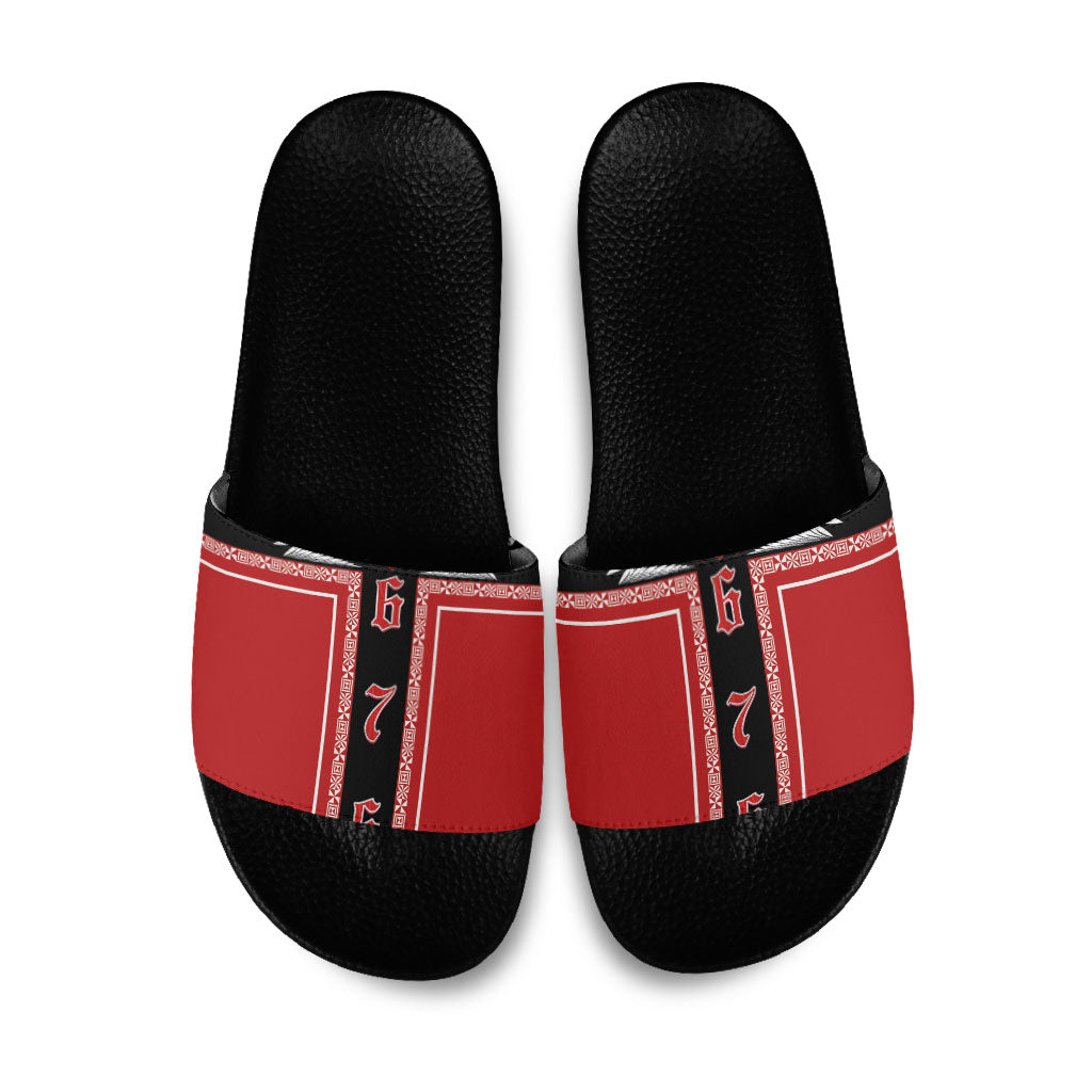 Tonga Slide Sandals Tribal Pacific Ngatu Motif