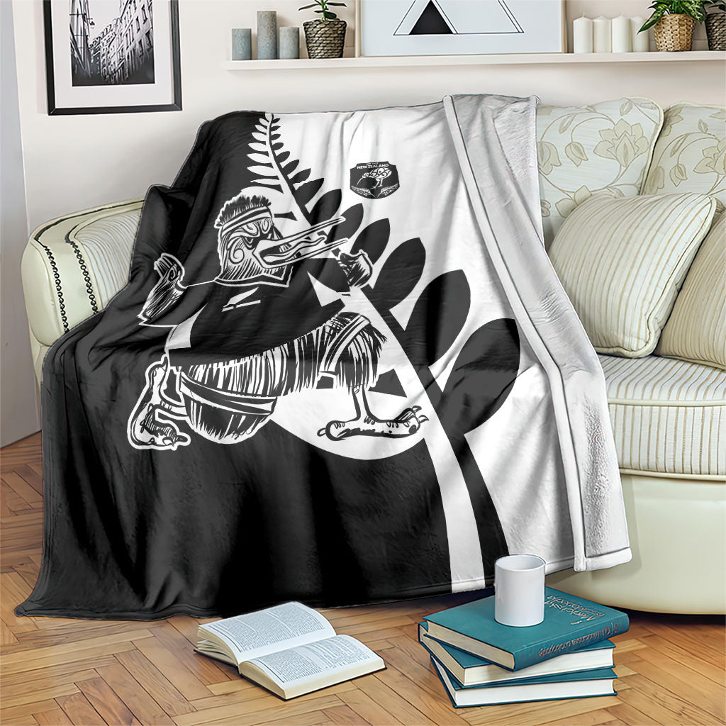 Aotearoa Rugby League Blanket Kiwi Haka and Fern - Sporty Style LT03 Black - Polynesian Pride