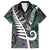 New Zealand Family Matching Long Sleeve Bodycon Dress and Hawaiian Shirt Aotearoa Symbols With Silver Fern LT03 Dad's Shirt - Short Sleeve Black - Polynesian Pride