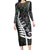 New Zealand Family Matching Long Sleeve Bodycon Dress and Hawaiian Shirt Aotearoa Symbols With Silver Fern LT03 Mom's Dress Black - Polynesian Pride