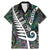 New Zealand Family Matching Mermaid Dress and Hawaiian Shirt Aotearoa Symbols With Silver Fern LT03 Dad's Shirt - Short Sleeve Black - Polynesian Pride