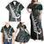 New Zealand Family Matching Off Shoulder Maxi Dress and Hawaiian Shirt Aotearoa Symbols With Silver Fern LT03 - Polynesian Pride