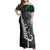 New Zealand Family Matching Off Shoulder Maxi Dress and Hawaiian Shirt Aotearoa Symbols With Silver Fern LT03 Mom's Dress Black - Polynesian Pride