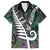 New Zealand Family Matching Short Sleeve Bodycon Dress and Hawaiian Shirt Aotearoa Symbols With Silver Fern LT03 Dad's Shirt - Short Sleeve Black - Polynesian Pride