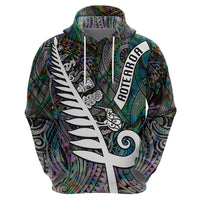 New Zealand Hoodie Aotearoa Symbols With Silver Fern LT03 - Polynesian Pride