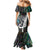 New Zealand Mermaid Dress Aotearoa Symbols With Silver Fern LT03 - Polynesian Pride