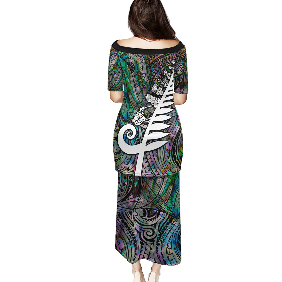 New Zealand Puletasi Aotearoa Symbols With Silver Fern LT03 - Polynesian Pride
