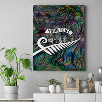 Personalized New Zealand Canvas Wall Art Aotearoa Symbols With Silver Fern LT03 Black - Polynesian Pride