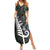 Personalized New Zealand Family Matching Summer Maxi Dress and Hawaiian Shirt Aotearoa Symbols With Silver Fern LT03 Mom's Dress Black - Polynesian Pride