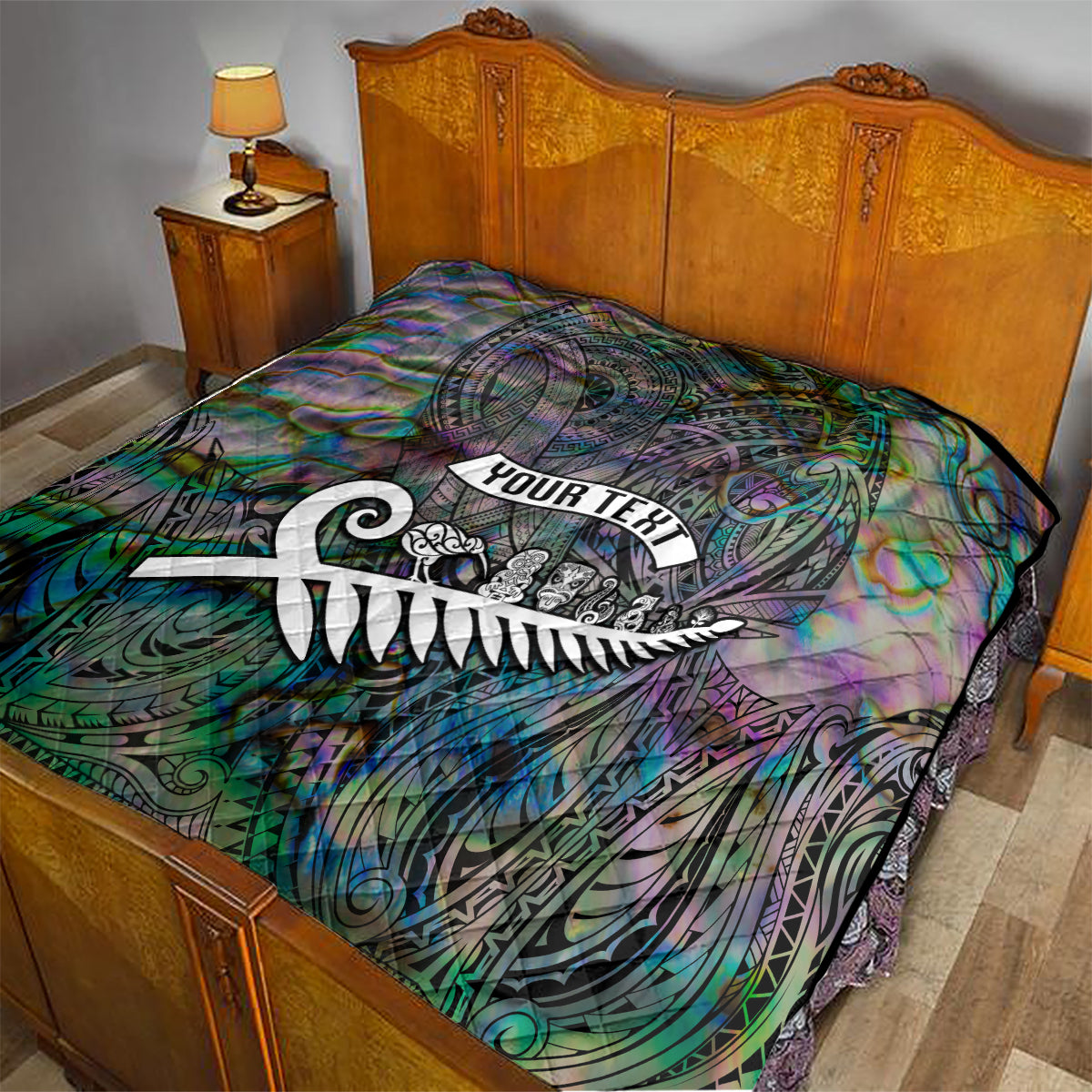 Personalized New Zealand Quilt Aotearoa Symbols With Silver Fern LT03 - Polynesian Pride