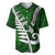 New Zealand Baseball Jersey Silver Fern and Maori Symbols Papua Shell Green Style LT03 Green - Polynesian Pride