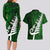 New Zealand Couples Matching Long Sleeve Bodycon Dress and Hawaiian Shirt Silver Fern and Maori Symbols Papua Shell Green Style LT03 - Polynesian Pride