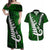 New Zealand Couples Matching Off Shoulder Maxi Dress and Hawaiian Shirt Silver Fern and Maori Symbols Papua Shell Green Style LT03 Green - Polynesian Pride