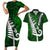 New Zealand Couples Matching Short Sleeve Bodycon Dress and Hawaiian Shirt Silver Fern and Maori Symbols Papua Shell Green Style LT03 Green - Polynesian Pride