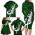 New Zealand Family Matching Long Sleeve Bodycon Dress and Hawaiian Shirt Silver Fern and Maori Symbols Papua Shell Green Style LT03 - Polynesian Pride