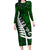 New Zealand Family Matching Long Sleeve Bodycon Dress and Hawaiian Shirt Silver Fern and Maori Symbols Papua Shell Green Style LT03 Mom's Dress Green - Polynesian Pride