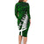 New Zealand Family Matching Long Sleeve Bodycon Dress and Hawaiian Shirt Silver Fern and Maori Symbols Papua Shell Green Style LT03 - Polynesian Pride