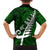 New Zealand Family Matching Off Shoulder Long Sleeve Dress and Hawaiian Shirt Silver Fern and Maori Symbols Papua Shell Green Style LT03 - Polynesian Pride