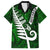 New Zealand Family Matching Off Shoulder Long Sleeve Dress and Hawaiian Shirt Silver Fern and Maori Symbols Papua Shell Green Style LT03 Dad's Shirt - Short Sleeve Green - Polynesian Pride