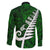 New Zealand Family Matching Off Shoulder Long Sleeve Dress and Hawaiian Shirt Silver Fern and Maori Symbols Papua Shell Green Style LT03 - Polynesian Pride