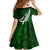 New Zealand Family Matching Off Shoulder Maxi Dress and Hawaiian Shirt Silver Fern and Maori Symbols Papua Shell Green Style LT03 - Polynesian Pride