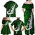 New Zealand Family Matching Off Shoulder Maxi Dress and Hawaiian Shirt Silver Fern and Maori Symbols Papua Shell Green Style LT03 - Polynesian Pride