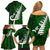 New Zealand Family Matching Off Shoulder Short Dress and Hawaiian Shirt Silver Fern and Maori Symbols Papua Shell Green Style LT03 - Polynesian Pride