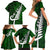 New Zealand Family Matching Short Sleeve Bodycon Dress and Hawaiian Shirt Silver Fern and Maori Symbols Papua Shell Green Style LT03 - Polynesian Pride