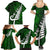 New Zealand Family Matching Summer Maxi Dress and Hawaiian Shirt Silver Fern and Maori Symbols Papua Shell Green Style LT03 - Polynesian Pride