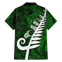 New Zealand Family Matching Summer Maxi Dress and Hawaiian Shirt Silver Fern and Maori Symbols Papua Shell Green Style LT03 - Polynesian Pride