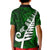 New Zealand Kid Polo Shirt Silver Fern and Maori Symbols Papua Shell Green Style LT03 - Polynesian Pride